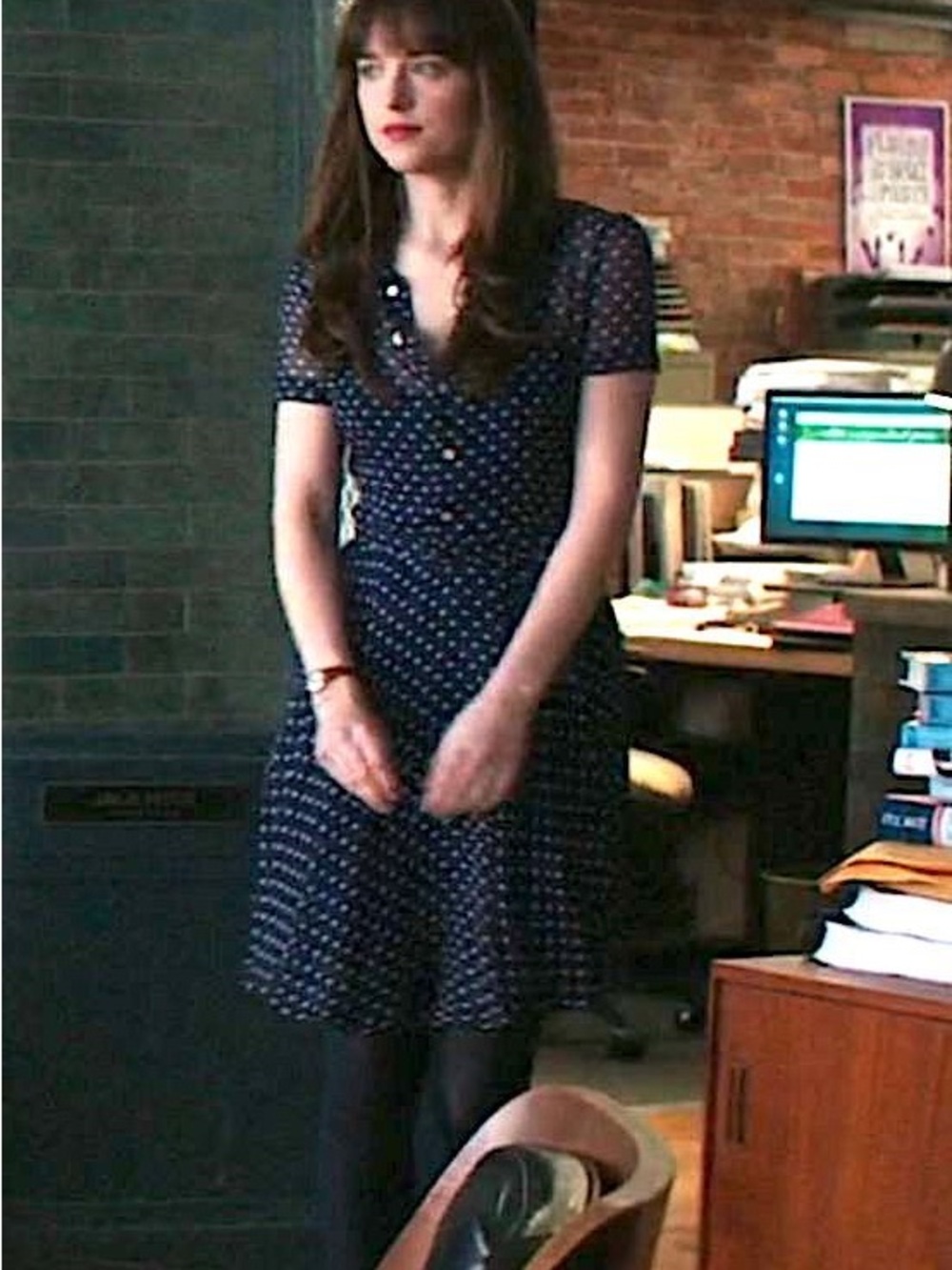 Polo by Ralph Lauren Sheer Navy and White Polka Dot 100% Silk Dress - Picture 2 of 6